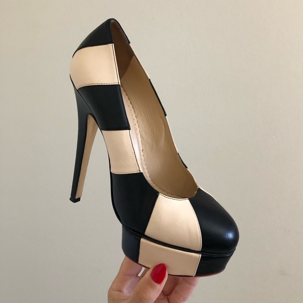 Charlotte Olympia Priscilla Striped Platform Pump